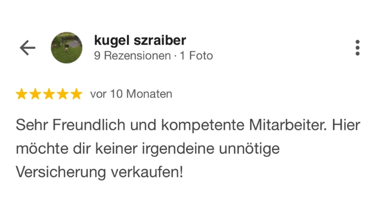 Google-Bewertung: Top Beratung durch freundliche und kompetente Mitarbeiter für Einkommenssicherung und Private Krankenversicherung