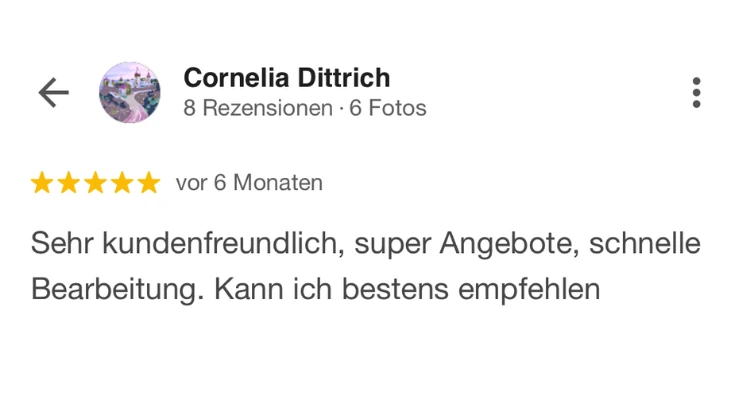Google-Bewertung: Top Beratung durch freundliche und kompetente Mitarbeiter für Einkommenssicherung und Private Krankenversicherung