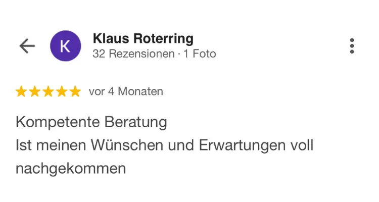 Google-Bewertung: Top Beratung durch freundliche und kompetente Mitarbeiter für Einkommenssicherung und Private Krankenversicherung